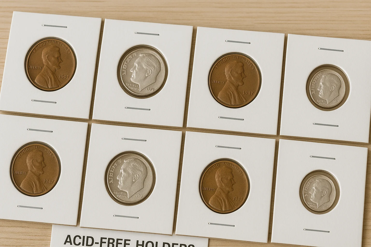 Acid-free holders for coins