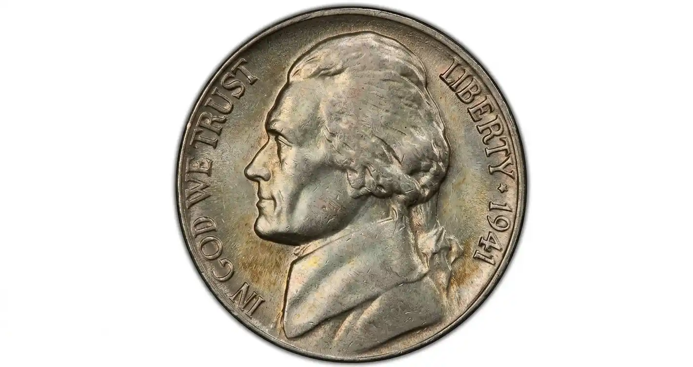 close-up of 1941 Jefferson nickel obverse