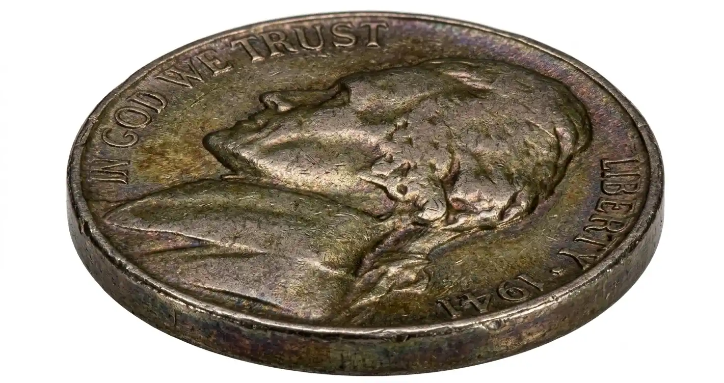  worn 1941 nickel with visible patina